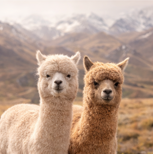 Ein Alpaka in den Anden, in seiner natürlichen Umgebung